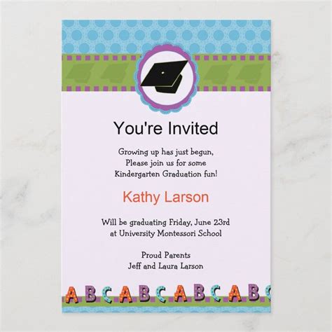 Kindergarten Graduation Invitation | Zazzle | Kindergarten graduation invitations, Graduation ...