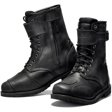 Black Heritage WP Motorcycle Boots Short Leather Paddock Bike | eBay