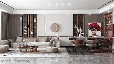 [Free3dmodel] MODEL 3D Livingroom - Model3dpro.com - 3D models - Free 3D Models - 3d model - Free 3d