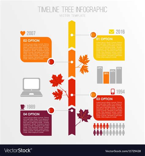 Timeline tree infographics template Autumn fall Vector Image