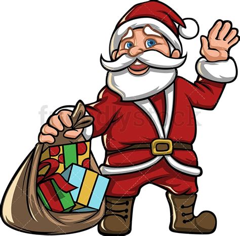 Santa Claus With Open Gift Bag Cartoon Vector Clipart - FriendlyStock