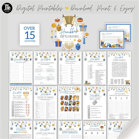 Hanukkah Games Bundle Printable Family Hanukkah Party Activity Chanukah ...