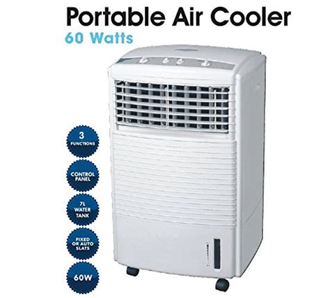 WHITE PORTABLE COLD AIR COOLER FAN EVAPORATION 3 SPEED OSCILLATING & TIMER 60W | eBay