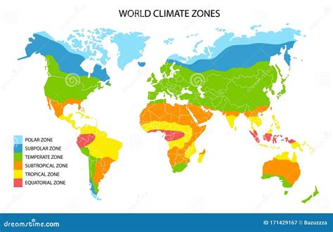 World Climate Zones Map, Vector Geographic Infographics Stock Vector - Illustration of ocean ...