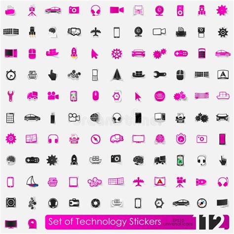 Set of technology stickers stock vector. Illustration of automation - 55078848