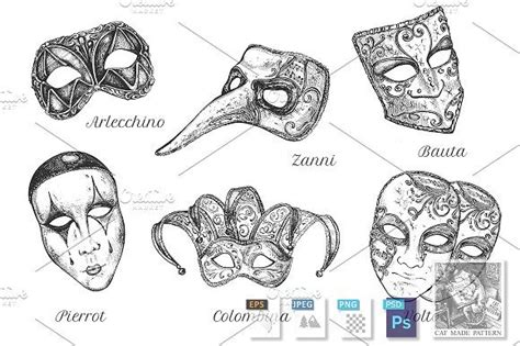 Traditional carnival masks set | Carnival masks, Venetian mask tattoo, Masks art