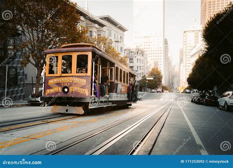 Historic San Francisco Cable Cars On Famous California Street At ...