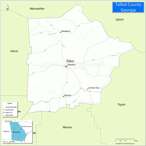 Map of Talbot County, Georgia - Where is Located, Cities, Population ...