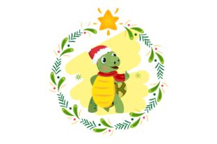 Christmas Cute Turtle Cartoon Design Graphic by silabustudio · Creative Fabrica