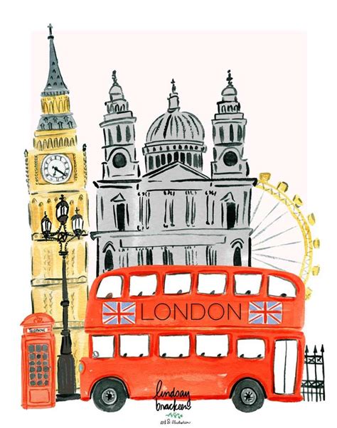 London Red Bus Print by Lindsay Brackeen © | London illustration ...