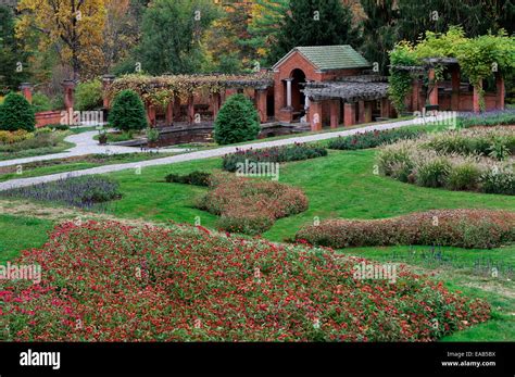 Vanderbilt estate formal garden, Vanderbilt Mansion National Historic Site, Hyde Park, New York ...