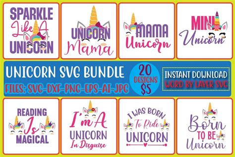 Unicorn SVG Bundle Vol.6 Bundle · Creative Fabrica