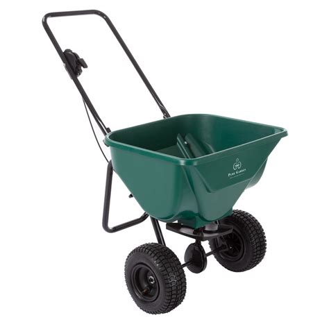 Lawn and Garden Spreader - 66 Pound Capacity Walk Behind Rotary Broadcast Dispenser for ...