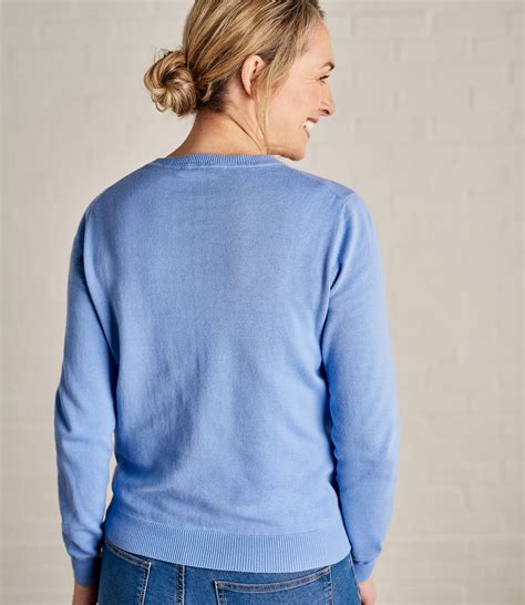 Cornflower | Womens 100% Cotton Crew Neck Sweater | WoolOvers US