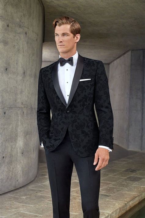 Couture 1901 Black Floral Tuxedo Jacket (Separates) All Black Suit ...