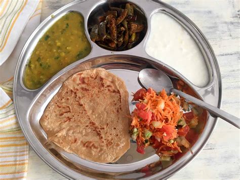 Portion Control Meal Plate: Tindora Nu Shaak, Dal Palak, Salad, Curd & Tawa Paratha by Archana's ...