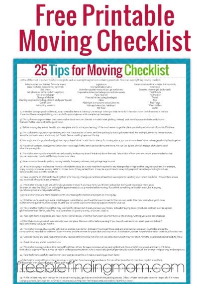 Tips for Moving, Plus, a Free Printable Moving Checklist