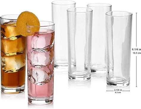 Amazon.com | Set of 8 Highball Glasses, Cocktail Highball Glasses, Tall ...