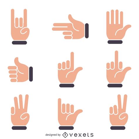 Flat Hand Signs Illustrations Vector Download