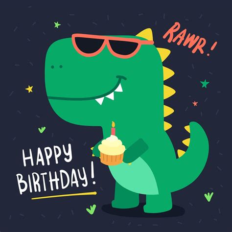 Download Cute Dinosaur Birthday Card Vector Art. Choose from over a million f… | Dibujos feliz ...