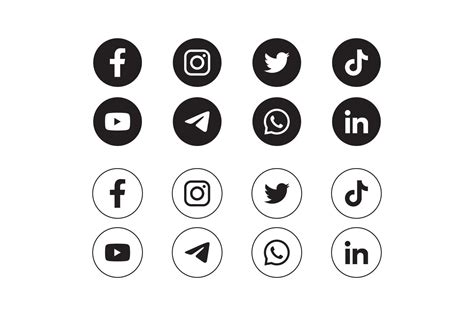 Set of social media icons in white background 10687896 Vector Art at Vecteezy