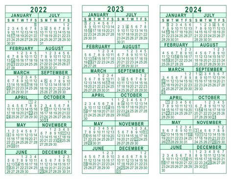 Printable Calendar 2022 2023 2024