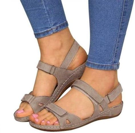 Amazon.com: Womens Orthopedic Open Toe Sandals, Casual Wedge PU Leather ...