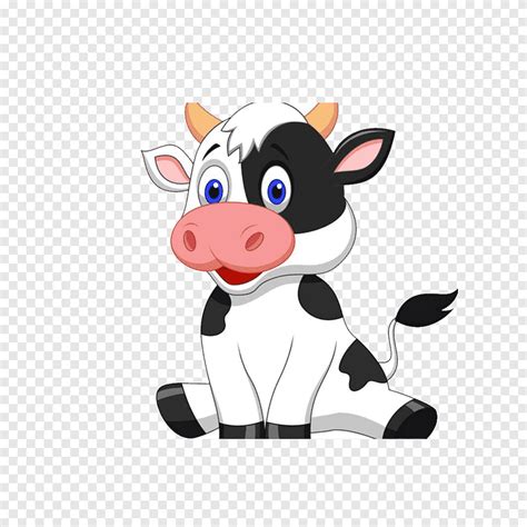 Cartoon cow, black and white, dairy cow png | PNGEgg