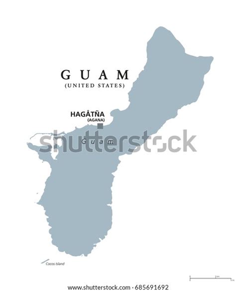 Guam Political Map Capital Hagatna Known Stock Vector (Royalty Free ...