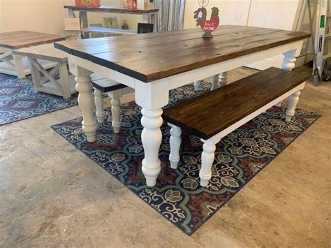 White Farmhouse Dining Table With Bench | bankcredit.vn