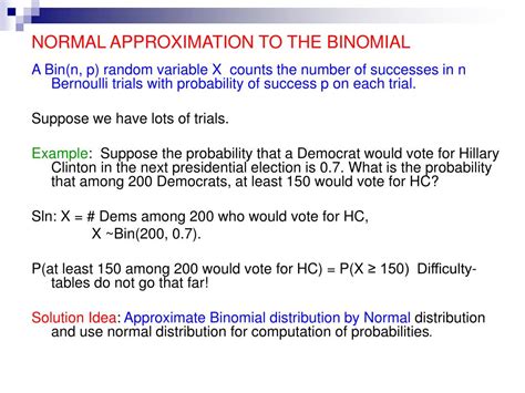 PPT - NORMAL APPROXIMATION TO THE BINOMIAL PowerPoint Presentation, free download - ID:6558684