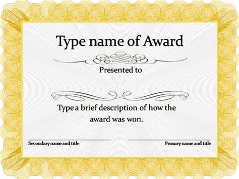 Gold Award Certificate Template-word-doc-Printable