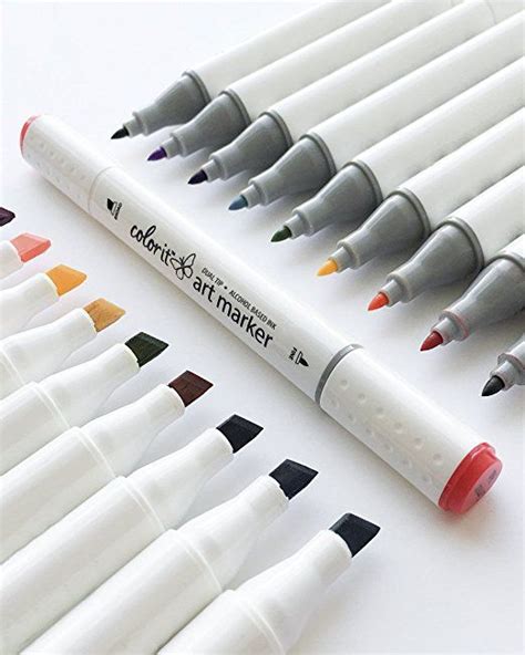 Amazon.com: ColorIt 24 Dual Tip Art Markers Set For Coloring - Double Sided Artist Alcohol ...