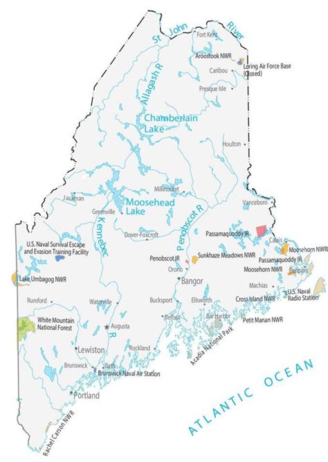 Maine State Map - Places and Landmarks - GIS Geography