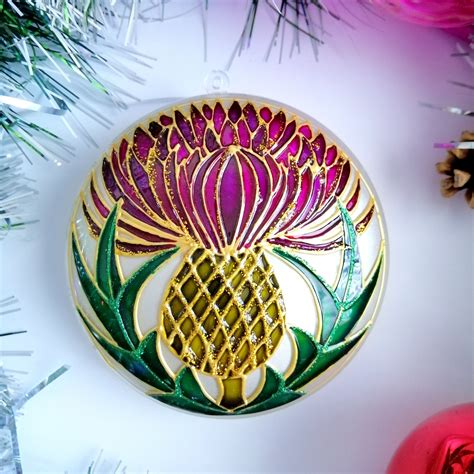 Scottish thistle Christmas ornament handmde Hand painted ornament ...