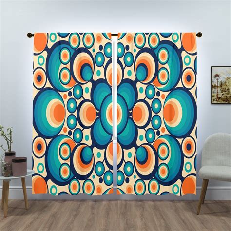 Groovy Hippie Retro Window Curtains (two panels), Psychedelic Orbs Mid ...