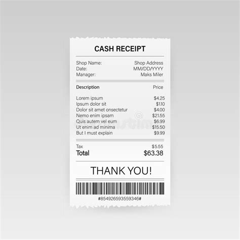 MoReceipts Vector Illustration of Realistic Payment Paper Bills for ...