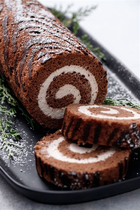 Chocolate Chestnut Christmas Roll Cake - Yummiesta