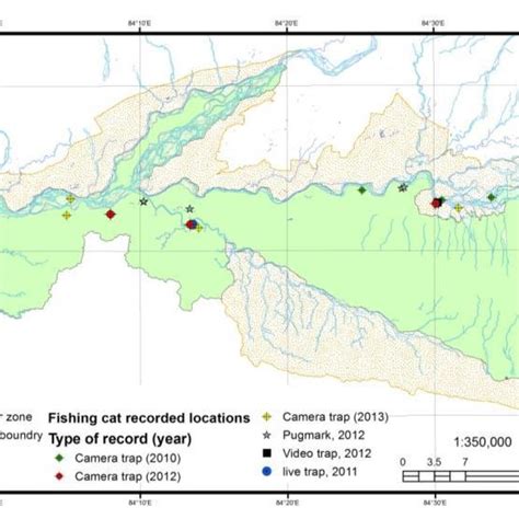 A GIS map of Chitwan National Park and the surrounding buffer zone area ...