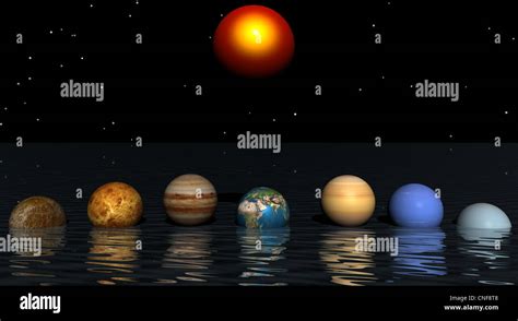 seven planets and sun and water Stock Photo - Alamy