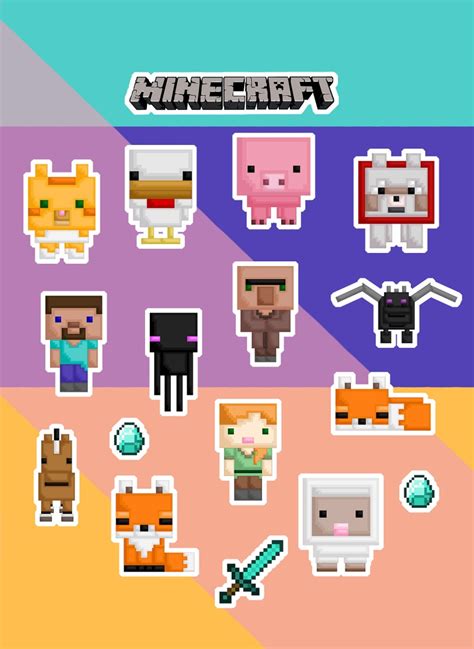 Minecraft stickers pack of 17 | Etsy