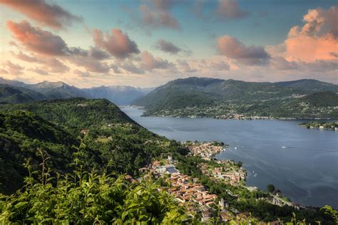 Overview of Lake Orta at sunset 1224315 Stock Photo at Vecteezy