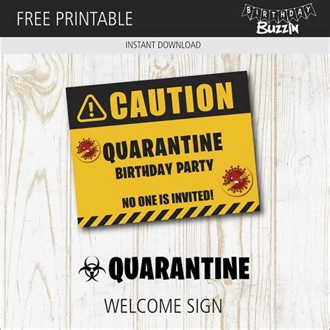 Free Printable Quarantine Welcome Sign | Birthday Buzzin