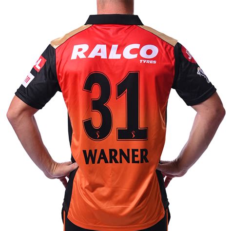 Sunrisers Hyderbad SRH: Men's Official Match Replica Jersey 2021 - Warner Jerseys | SRH Jerseys ...