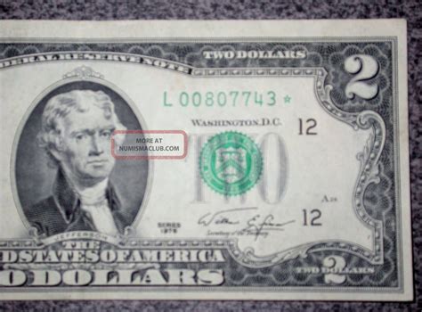 1976 Star Error $2 Federal Reserve Us Two Dollar Note 3rd Print Shift & Miscut 2