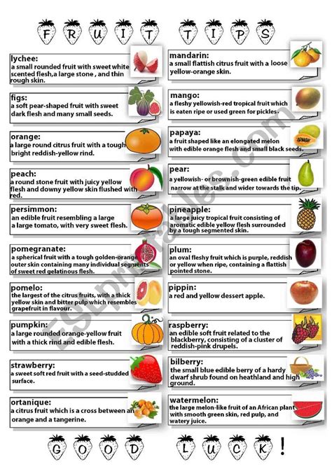 20 fruit-tips part2 - ESL worksheet by srare