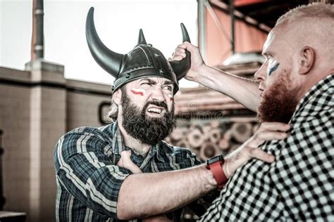 Aggressively Disposed Football Fans Fighting in Pub. Stock Image ...