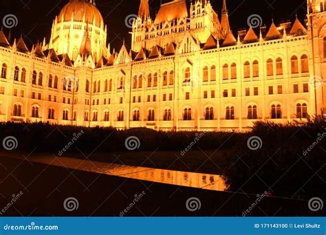 Budapest Parliament at Night Stock Photo - Image of building, gothic ...