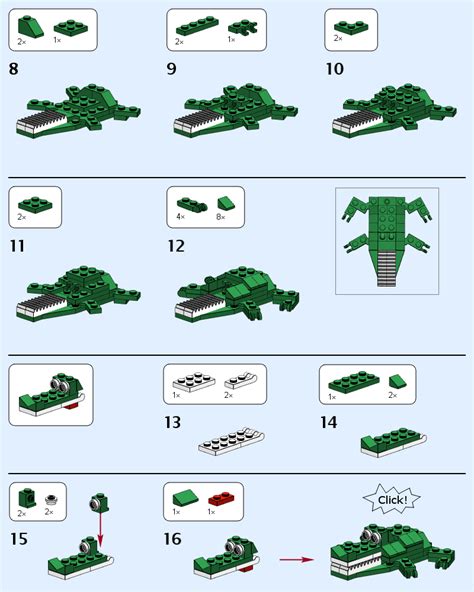 the instructions for how to make a lego crocodile