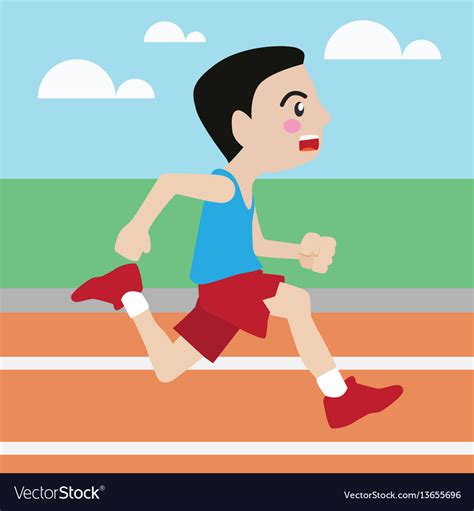 Running athletic sport cartoon set Royalty Free Vector Image